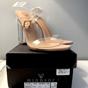 Windsor nude/clear heels, size 7, never worn.